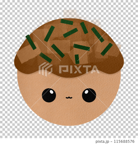 Cute Takoyaki Mascot Character Kawaii Cartoon illustration Cute Takoyaki Hand Drawn Takoyaki Isolated Japanese Street Food Cartoon Kawaii Takoyaki Smiley Takoyaki 115688576