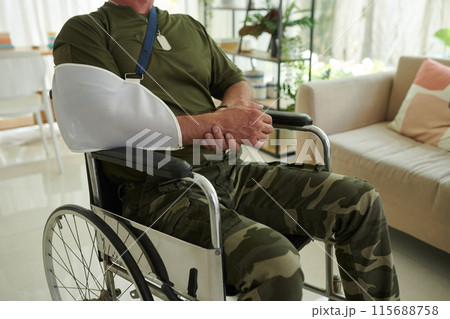 Soldier With Injury Sitting In Wheelchair Soldier With Injury Sitting In Wheelchair 115688758