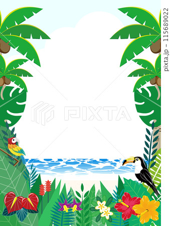 南国の海辺の鳥と植物 縦向き 南国の海辺の鳥と植物 縦向き 115689022