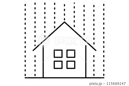 ゲリラ豪雨、自然災害のシンプルな線画アイコン 115689147