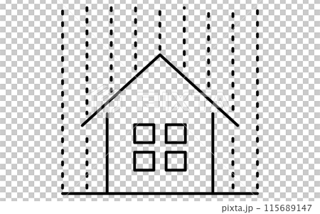 ゲリラ豪雨、自然災害のシンプルな線画アイコン 115689147