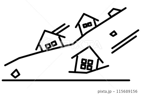 地滑り、自然災害のシンプルな線画アイコン 115689156