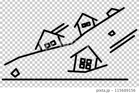 地滑り、自然災害のシンプルな線画アイコン 115689156