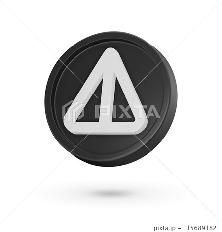 3D coin. Cryptocurrency symbol Notcoin NOT. 3D Vector icon. Illustration isolated on a white background 115689182