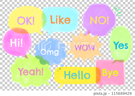 Watercolor handwritten speech bubble set 115689429