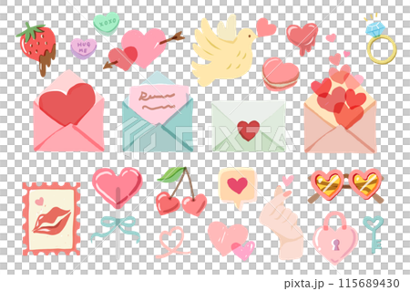 Heart illustration set Valentine's Day Mother's Day 115689430