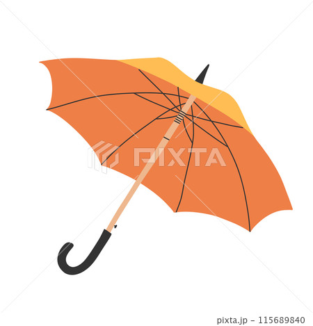 Umbrella in doodle style isolated on white background. Flat open umbrella. 115689840
