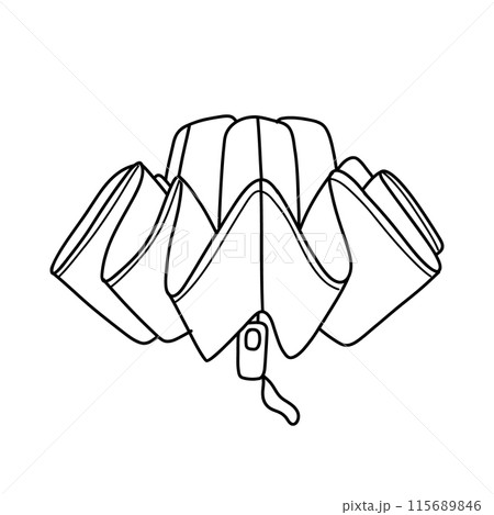 Umbrella in doodle style isolated on white background. Linear open umbrella. 115689846