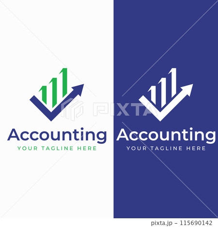 Financial accounting logo, with check mark for financial accounting stock chart analysis. In modern template vector illustration concept style. 115690142