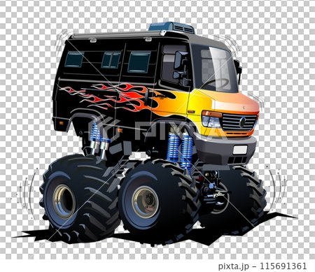 Cartoon Monster Truck Camper van 115691361