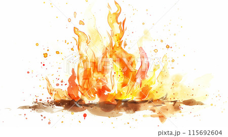 炎の水彩イラストのイラスト素材 [115692604] - PIXTA