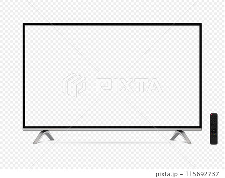 Modern oled tv with transparent screen and remote control isolated on transparent background Modern oled tv with transparent screen and remote control isolated on transparent background 115692737