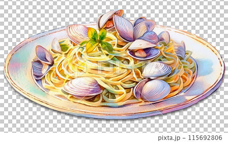 盤子裡的蛤蜊義大利麵水彩畫“人工智慧生成的圖像” 盤子裡的蛤蜊義大利麵水彩畫“人工智慧生成的圖像” 115692806