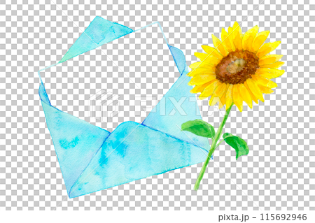 水彩插圖字母和向日葵花 水彩插圖字母和向日葵花 115692946