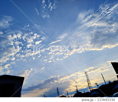 夕暮れが近づく夏の青空 115693336