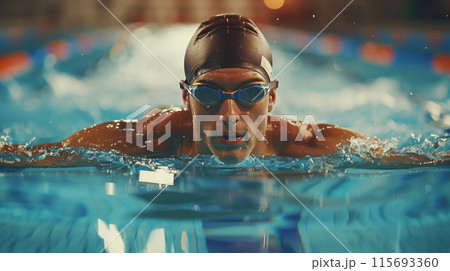 Professional Athlete swimming Butterfly Style 115693360