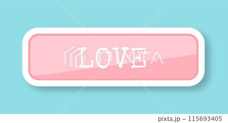 A sticker or icon with the inscription love on a blue background. 115693405