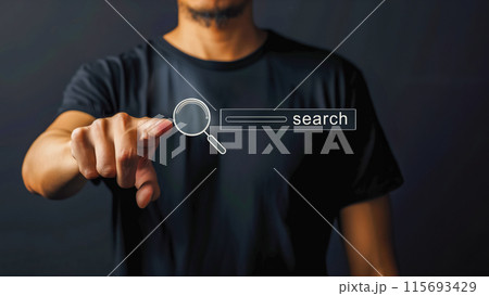 仮想検索インターフェースとの対話、次世代検索技術のイメージ 仮想検索インターフェースとの対話、次世代検索技術のイメージ 115693429