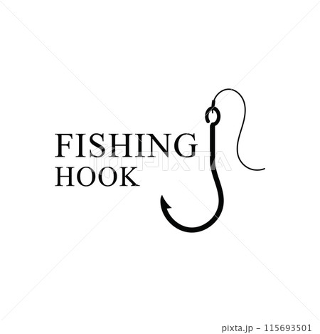 Vector Fishing Hook Logo Silhouette Icon 115693501