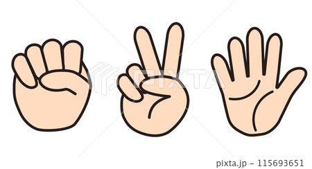グーチョキパーの手の線画セットイラスト 115693651
