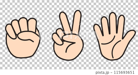 グーチョキパーの手の線画セットイラスト 115693651