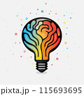 Creative idea light bulb and brain isolated on background. Brain data and start up concept. 115693695