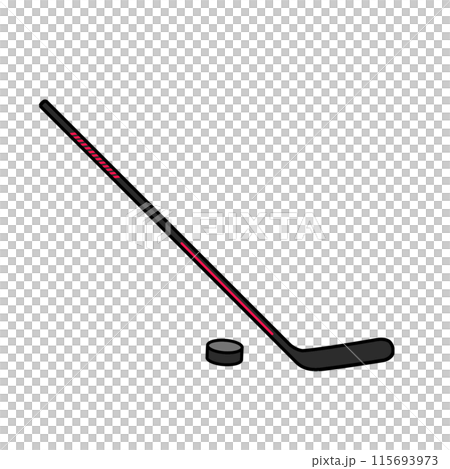 Ice hockey stick and puck image illustration 115693973