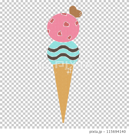 冰淇淋插畫，兩層冰淇淋，圖示素材 115694140