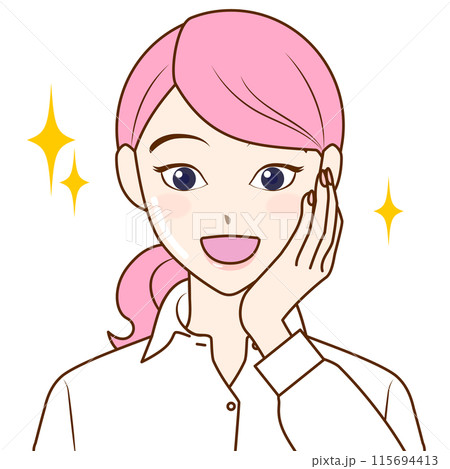 肌がキレイな笑顔の女性のイラスト 115694413
