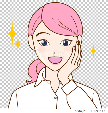 肌がキレイな笑顔の女性のイラスト 115694413