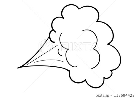 Comic speed motion effect, clouds way, trail set fast wind swirl, puff poof elements isolated on white background. Blow explosion 115694428