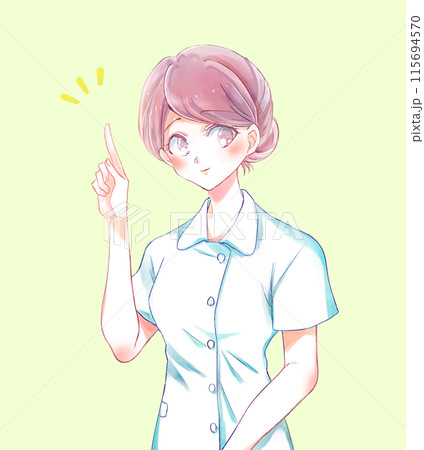 人差し指を差す女性看護師 115694570
