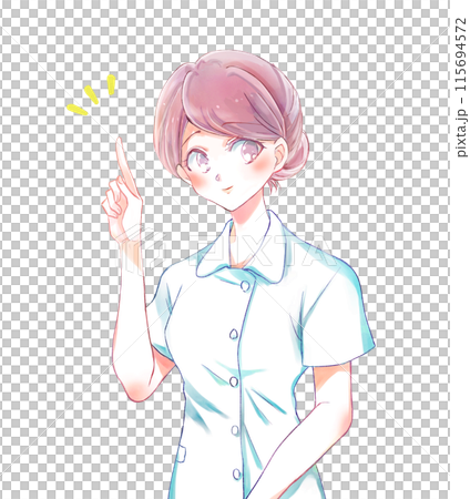 指向她的食指的女護士 115694572