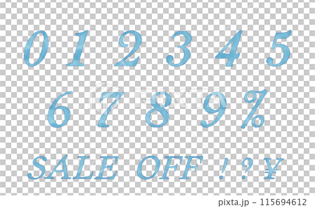 Vector watercolor numbers in blue 115694612