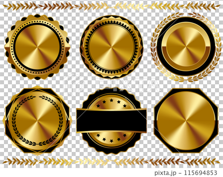 Set of 6 luxurious emblems, black and gold Set of 6 luxurious emblems, black and gold 115694853