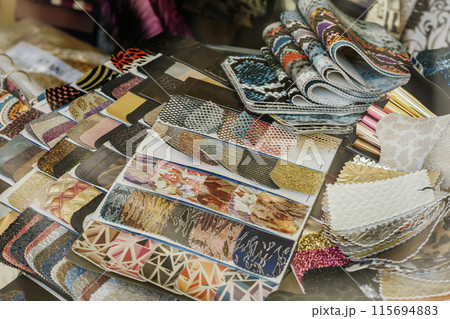 Leather Swatches Displayed On A Table In Design Studio 115694883