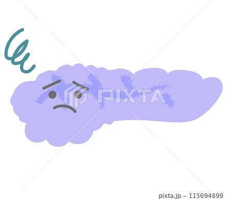 元気がない・不健康な膵臓　手書き風キャラクター 115694899