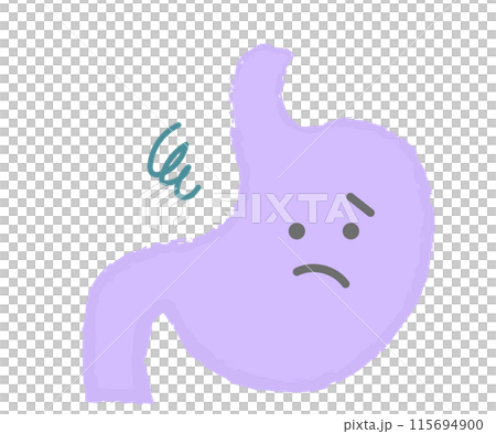 調子が悪い・弱った胃 手書き風キャラクター 調子が悪い・弱った胃 手書き風キャラクター 115694900
