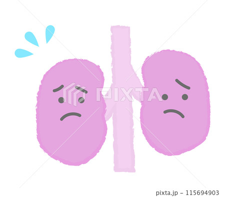 元気のない不健康な腎臓　手書き風キャラクター 115694903