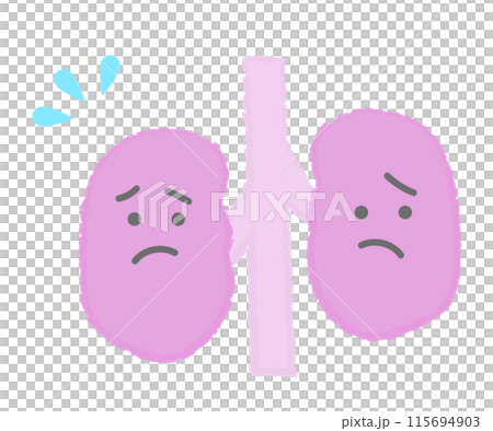 Unhealthy kidneys - hand-drawn character 115694903