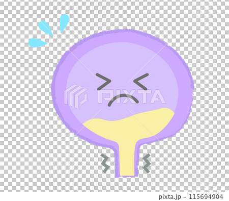 Illustration of an unhealthy bladder - Hand-drawn character 115694904