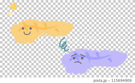 元気な膵臓と元気がない膵臓 手書き風キャラクター 元気な膵臓と元気がない膵臓 手書き風キャラクター 115694909