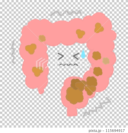 Illustration of a constipated intestine - hand-drawn character Illustration of a constipated intestine - hand-drawn character 115694917
