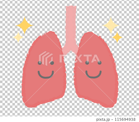 Healthy and active lungs Hand-drawn character Healthy and active lungs Hand-drawn character 115694938