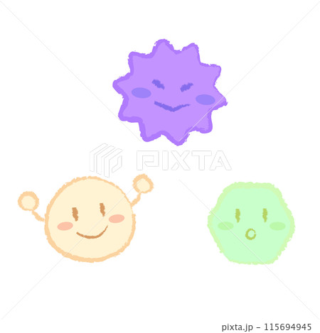 腸内細菌（善玉菌・悪玉菌・日和見菌）のイラスト 115694945