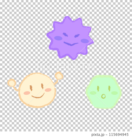 腸内細菌（善玉菌・悪玉菌・日和見菌）のイラスト 115694945