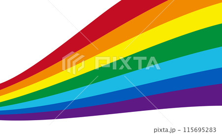 レインボーカラーの曲線のベクター背景イラスト素材【横長】 115695283
