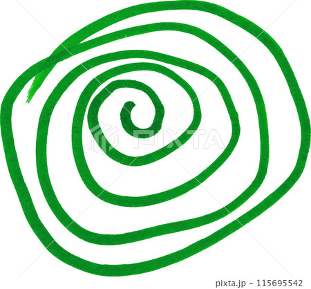 Spiral drawn with green felt-tip pen on an isolated background 115695542