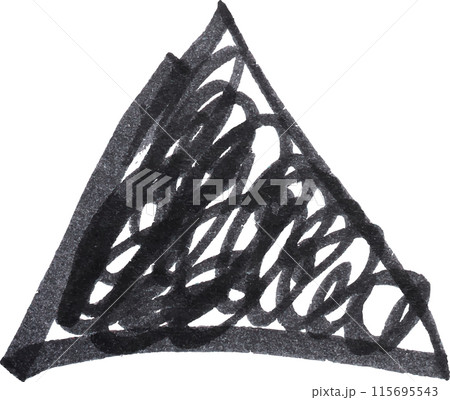 Triangle drawn with black felt-tip pen on isolated background 115695543
