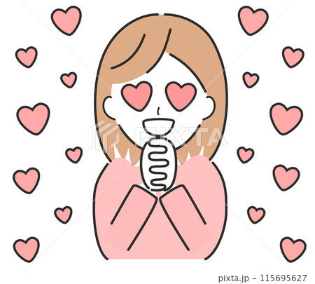 大スキで愛とトキメキが止まらないハートまみれの女性イラスト 115695627